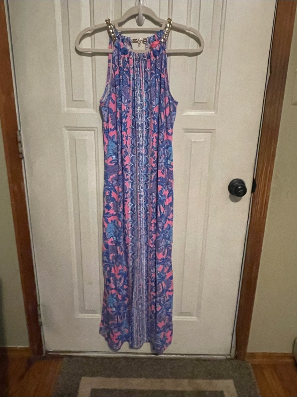 Lilly Pulitzer soleil midi halter dress in pink palm paradise EUC